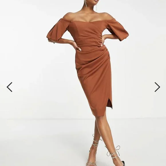 ASOS Petite | Dresses | Petite Midi Pencil Dress In Brown Asos | Poshmark
